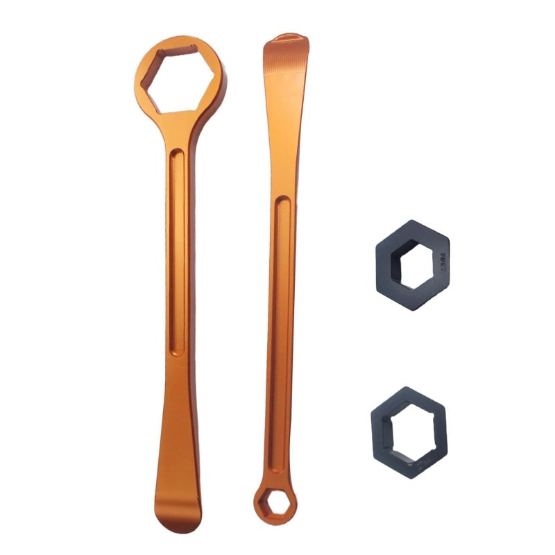 GWH Motorcycle Tyre Iron Tool Kit Levers Hex Wrench Spanner Head Tire Change 10mm 13mm 32mm 27mm 22mm 087 106051039 126 Tire Repair Tool For EXC SX XC Motorbike Dirt Pit Bike Orange